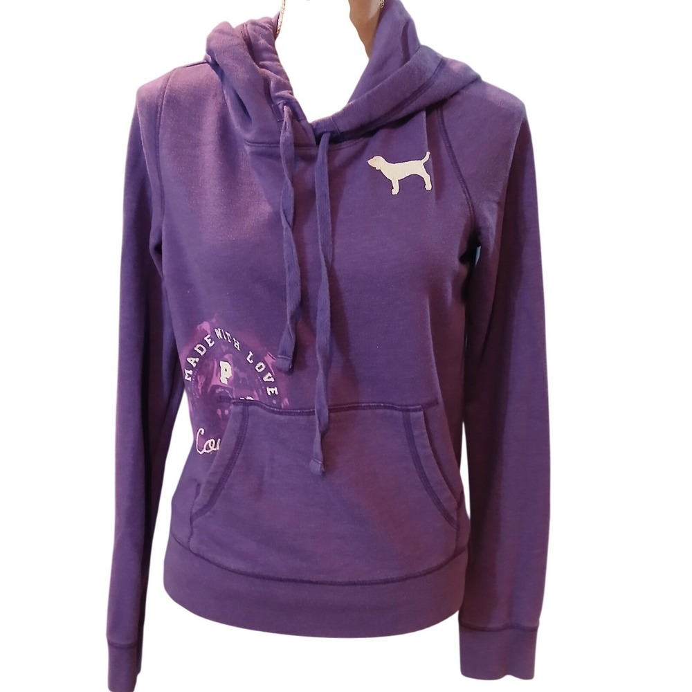 Victoria's Secret PINK Purple Love 86 Graphic Pullover Hoodie Sweatshirt Medium